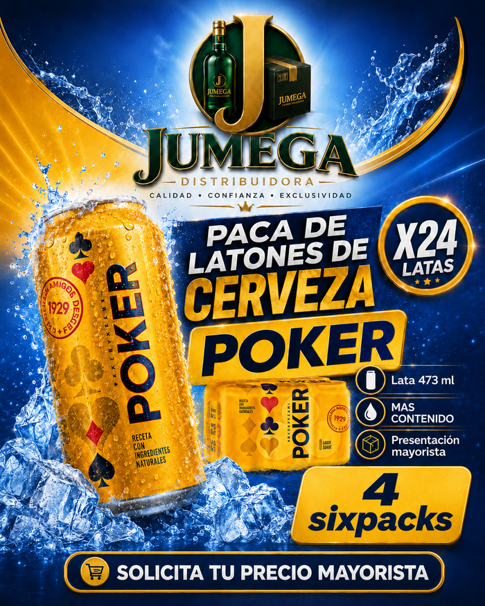 Cerveza Poker Paca x24 unidades Latón 473 ml
