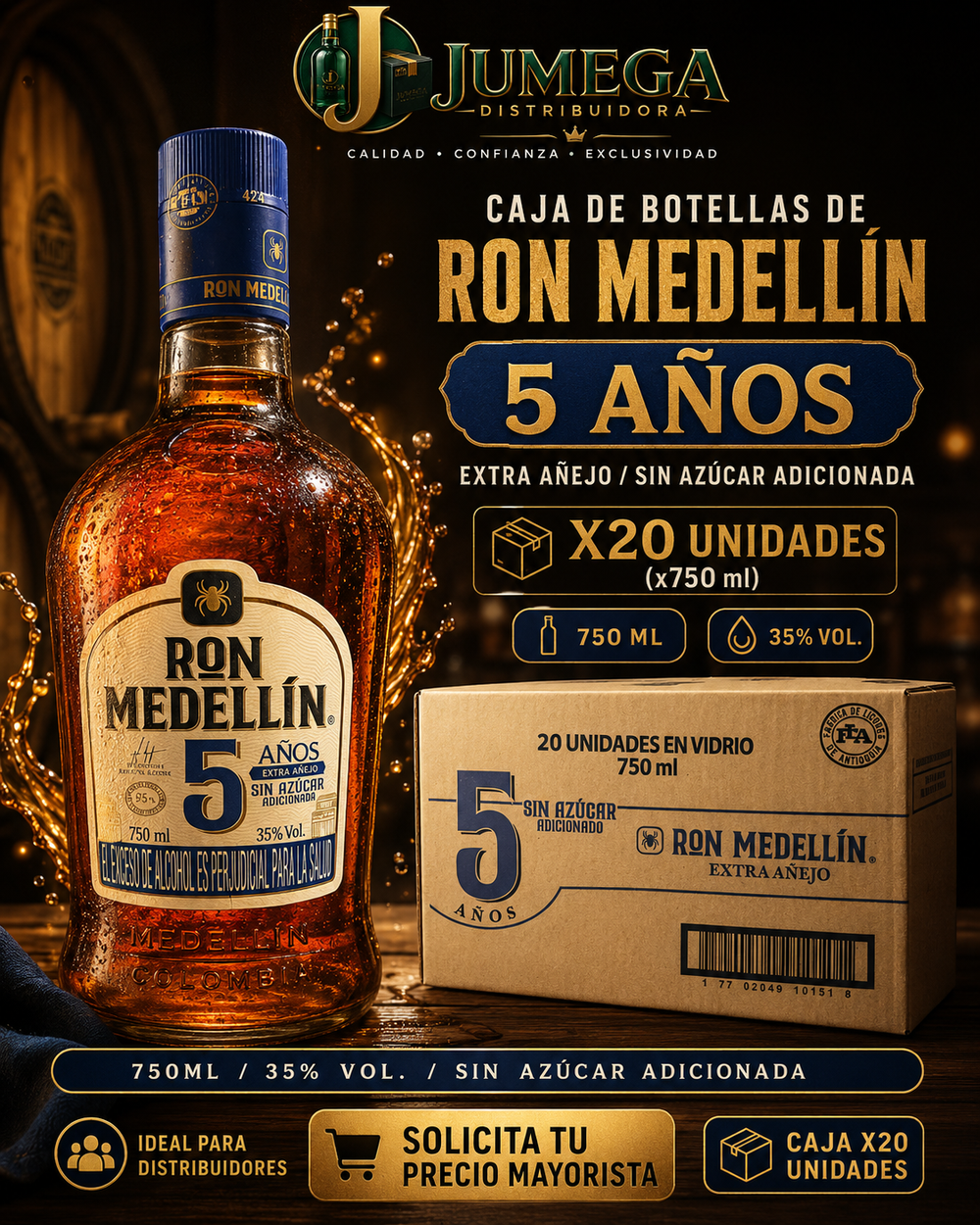 Ron Medellín 5 Años Botella 750 ml