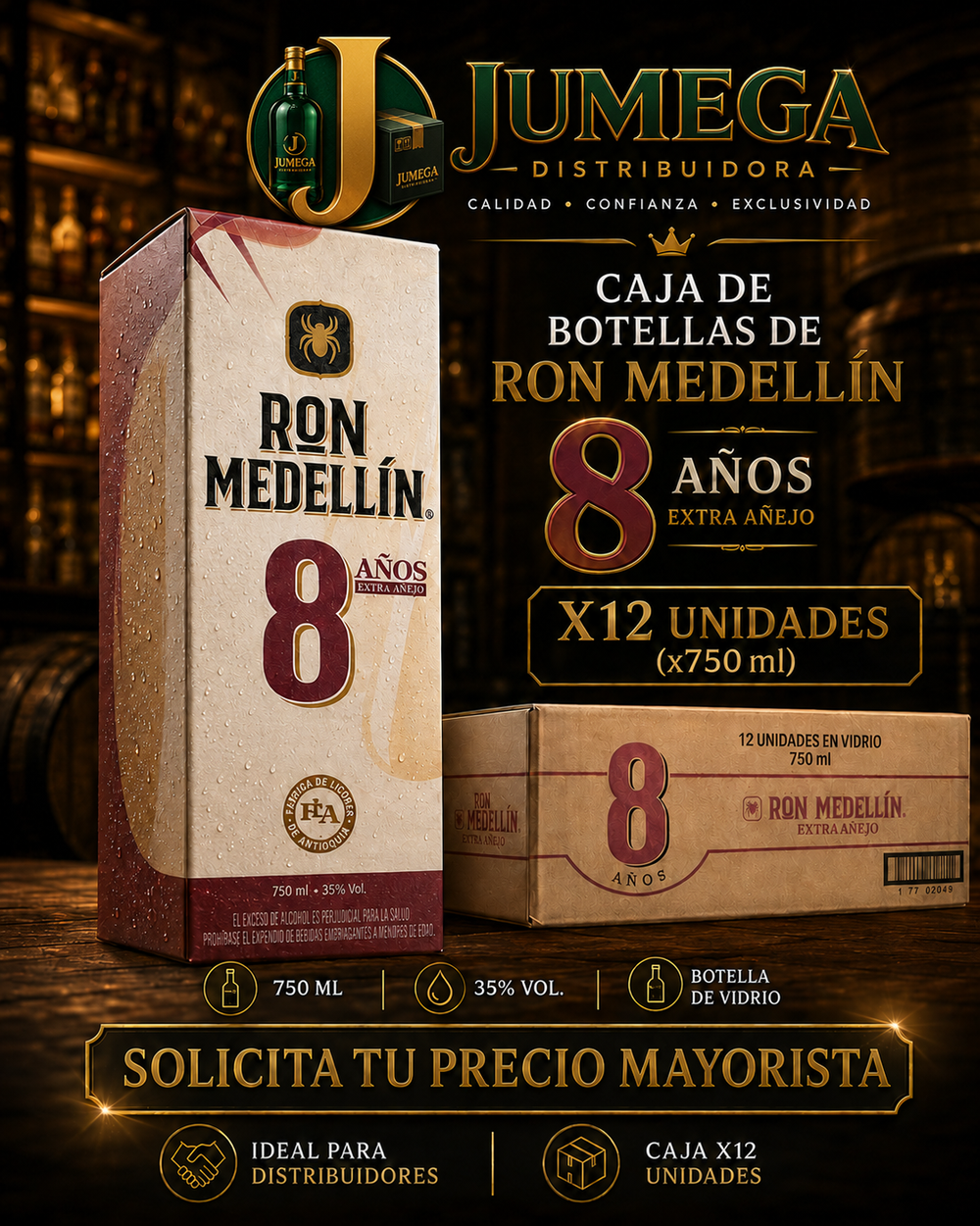 Ron Medellín 8 Años Botella 750 ml